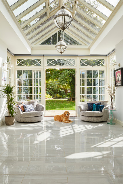 Suburban Family Home Rejuvenated By The Addition Of A Modern Orangery transitional-living-room