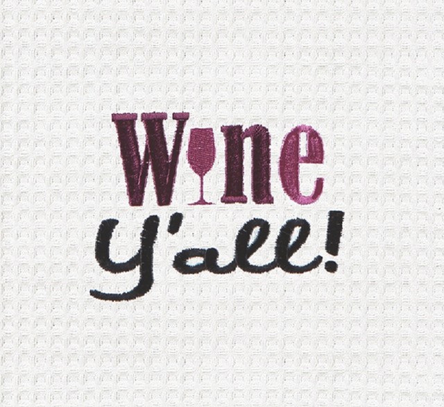 Embroidered Kitchen tea towel Home is where the wine is Tea Towel Gift