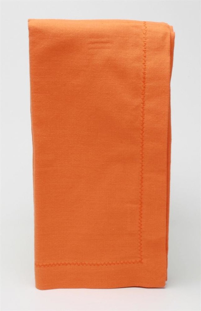 Hemstitch Solid Napkins in Orange - Set of 4