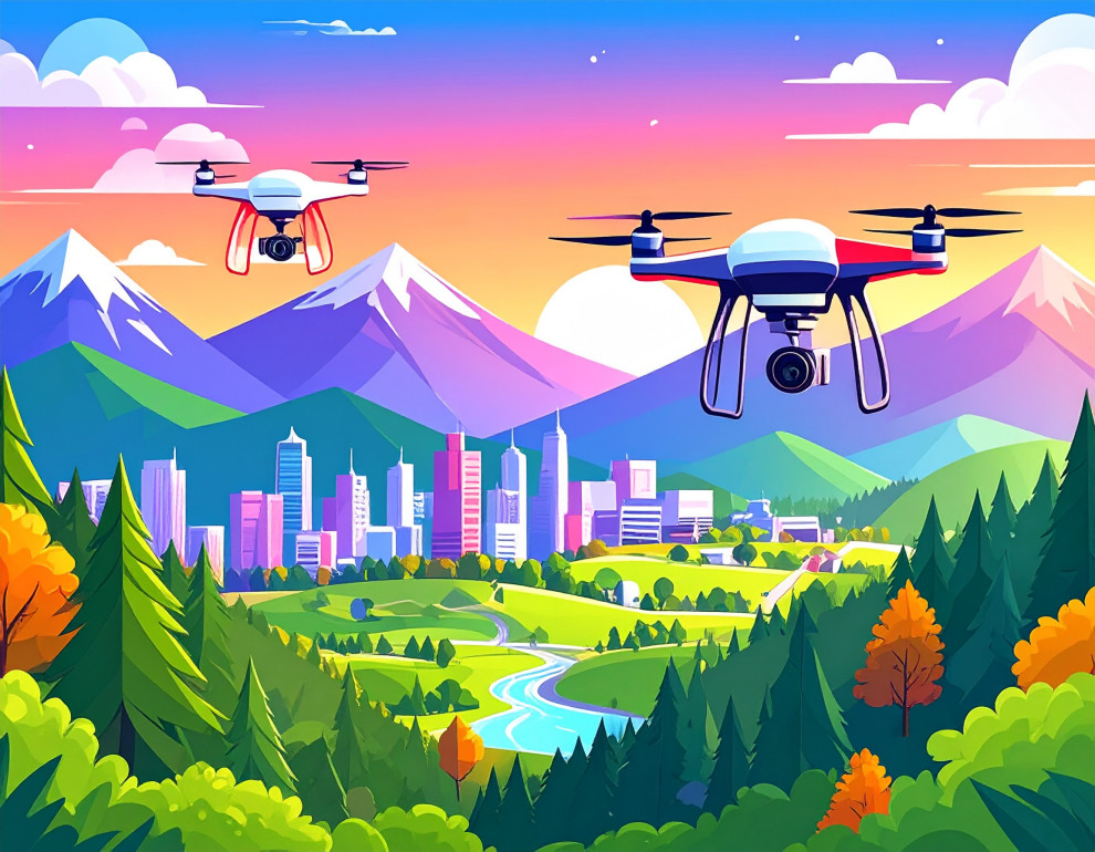 Illustration with two drones for article