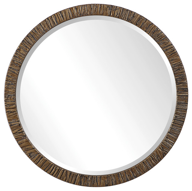 Wayde Gold Bark Round Mirror Rustic Wall Mirrors By Ownax Wayde Gold Bark Round Mirror Rustic