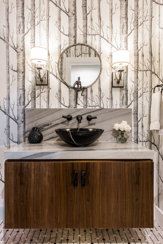 Inspiration for a contemporary powder room in Austin.