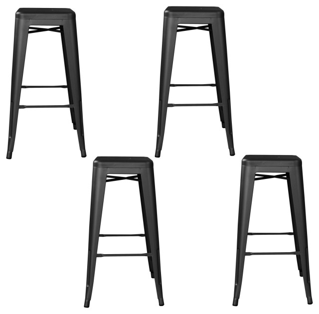 Amerihome Indoor/Outdoor 30" Metal Bar Stools, Set of 4 Industrial