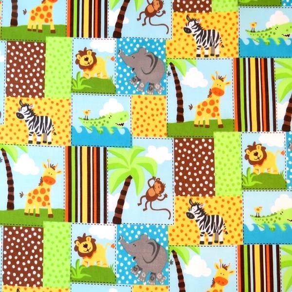 SheetWorld Fitted Crib / Toddler Sheet - Safari Animal Patch - Made in USA