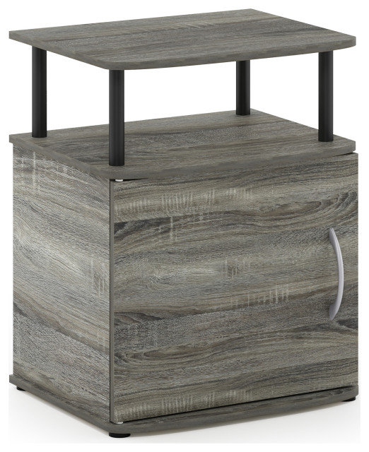 Furinno JAYA Utility Design End Table, French Oak Grey/Black