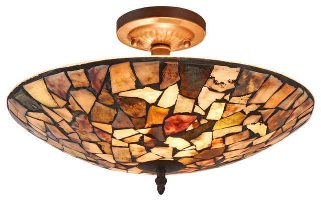 Sandy Mosaic 2 Light Semi Flush Ceiling Fixture 16