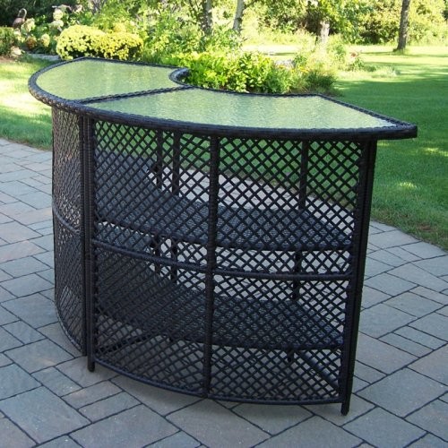 Oakland Living Half Round Wicker Bar Height Table