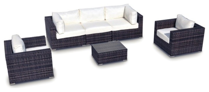 Outdoor Patio Sofa Sectional Wicker Furniture 6 Piece Resin Couch Set Tropical Outdoor Lounge Sets By Mangohome