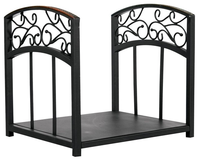 Black Metal Log Rack w Hammered Copper Top Trim - Contemporary ...