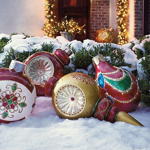 Giant Finial Reflector Fiber-optic Ornament - Outdoor Christmas Decorations