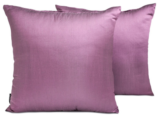 Lilac Art Silk 12"x24" Lumbar Pillow Cover Set of 2 Plain & Solid - Lilac Luxury