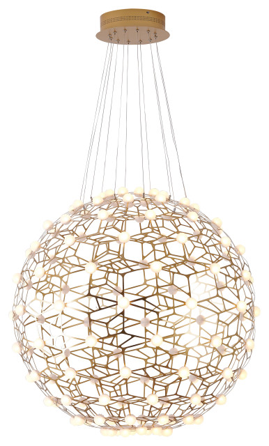31.5" Gold Metal LED Chandelier With White Diffuser