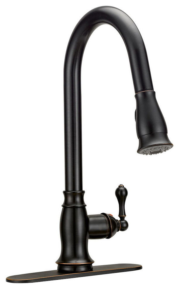 Oil Rubbed Bronze Kitchen Faucet With Pull Out Sprayer