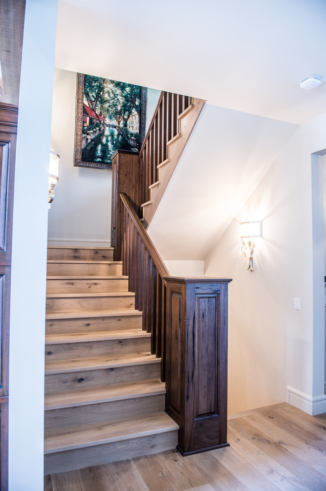 custom medieval walnut railing and newel post - rustic