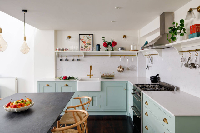 Blue Green Shaker Kitchen industrial-kitchen