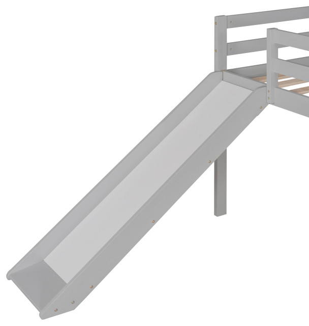 TATEUS Rustic Loft Bed With Slide and Twin Size, Solid Pine Wood ...
