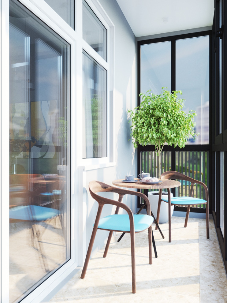 Кухня с балконом с ремонтом от застройщика