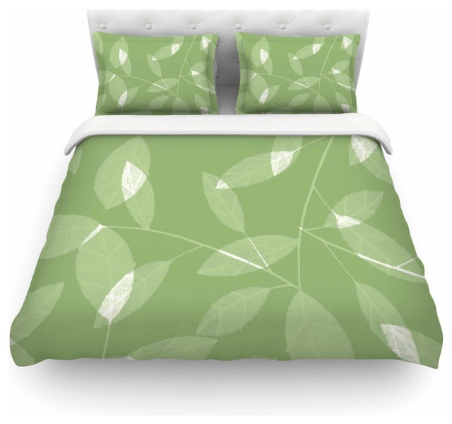 Alison Coxon "Leaf Olive" Green Duvet Cover Contemporary Duvet Covers And Duvet Sets by