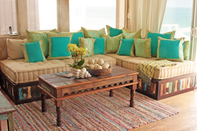 Moroccan Style Sofa In Reclaimed Wood Eclectic Living