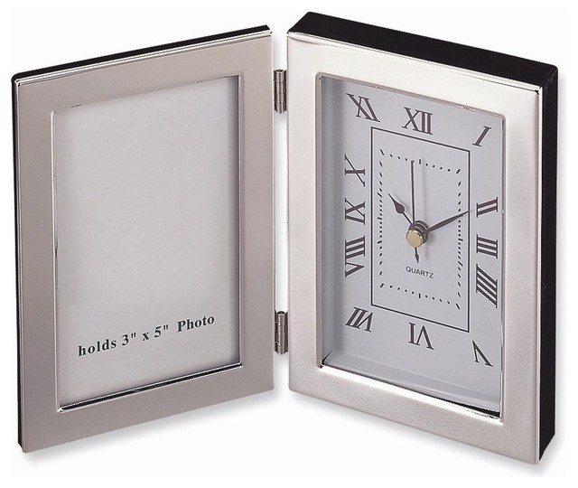Silver Plated Frame And Clock Engravable Personalized Gift Item