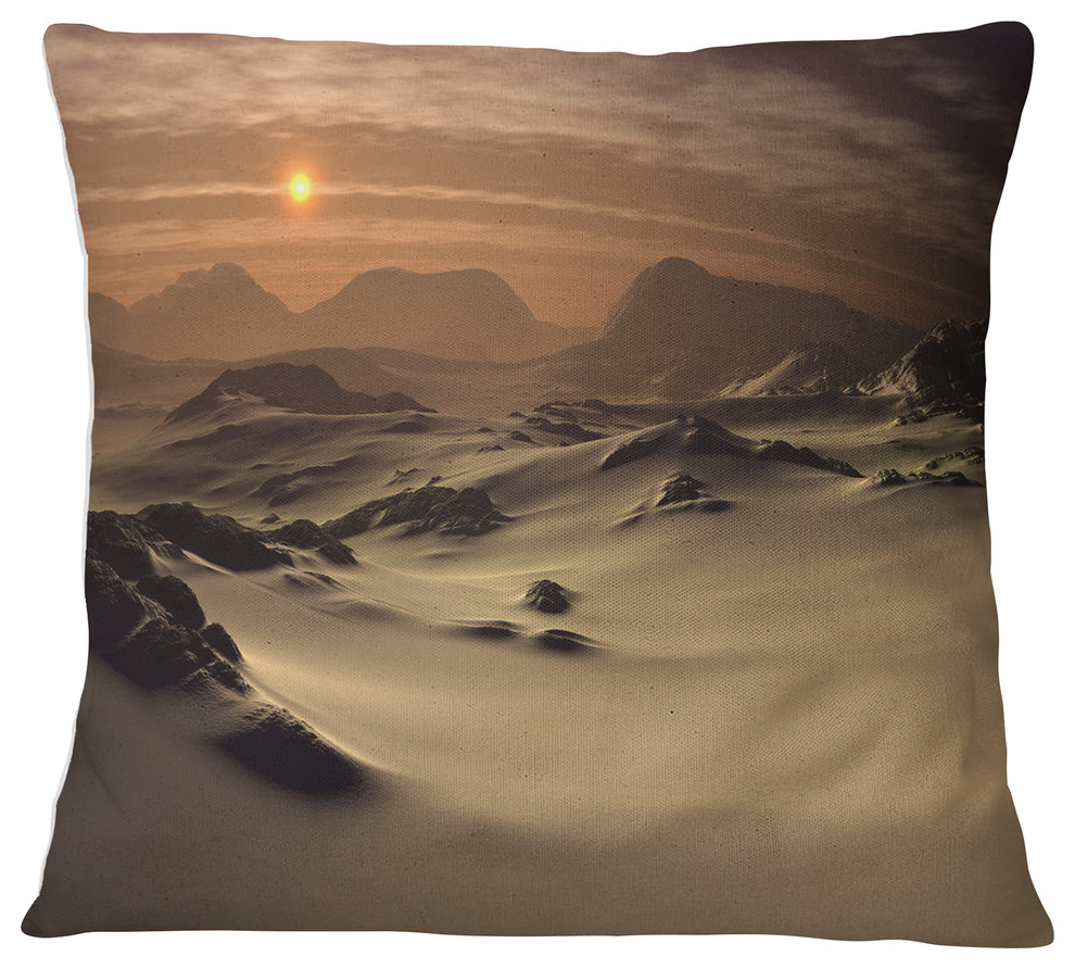 Beautiful Brown Fantasy Terrain Landscape Printed Throw Pillow, 18"x18"
