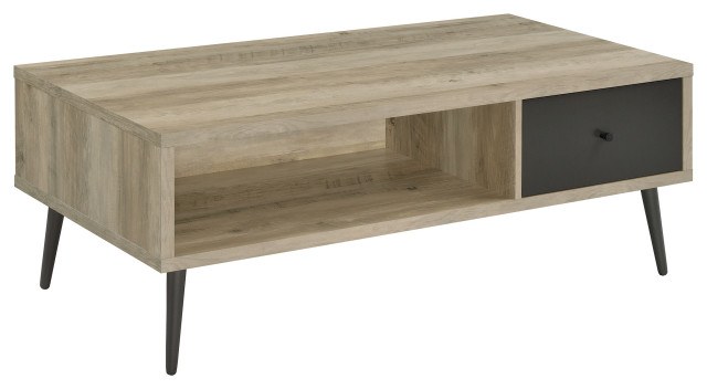 Rectangular Engineered Wood Coffee Table With Storage Shelf Antique Pine