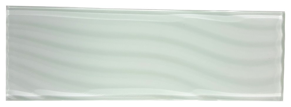Pacific 4 in x 12 in Textured Glass Subway Tile in Blanche