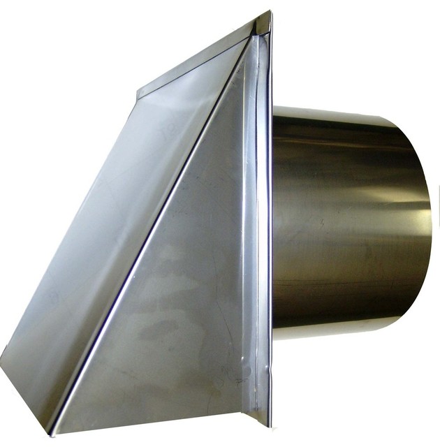 Stainless Steel Exterior Side Wall Cap, 8 Inch, With Damper and Screen