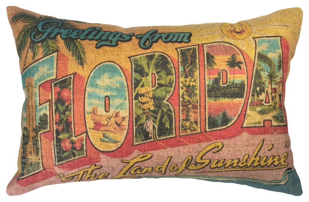 Florida Postcard Linen Pillow