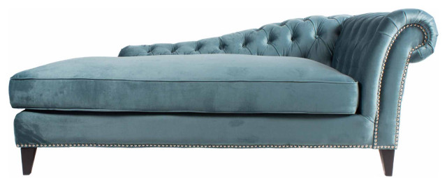 velvet blue chaise lounge