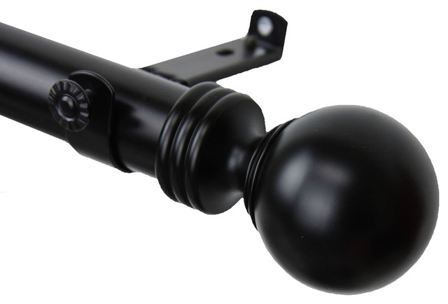 Rod Desyne Sphere 1.5 Non Telescoping Curtain Rod 6 Ft Black