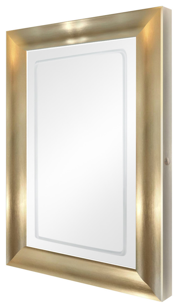 Led Lighted Bathroom Mirror, Gold Framed Lighted Mirror