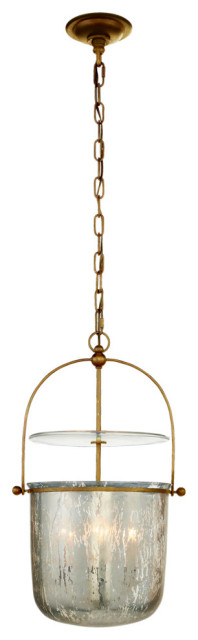 Lorford Smoke Bell Lantern Pendant, 4-Light, Gilded Iron, Mercury Glass ...
