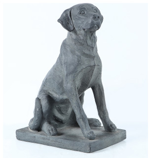 Dark Gray Labrador Retriever Dog Garden Statue - Contemporary - Garden