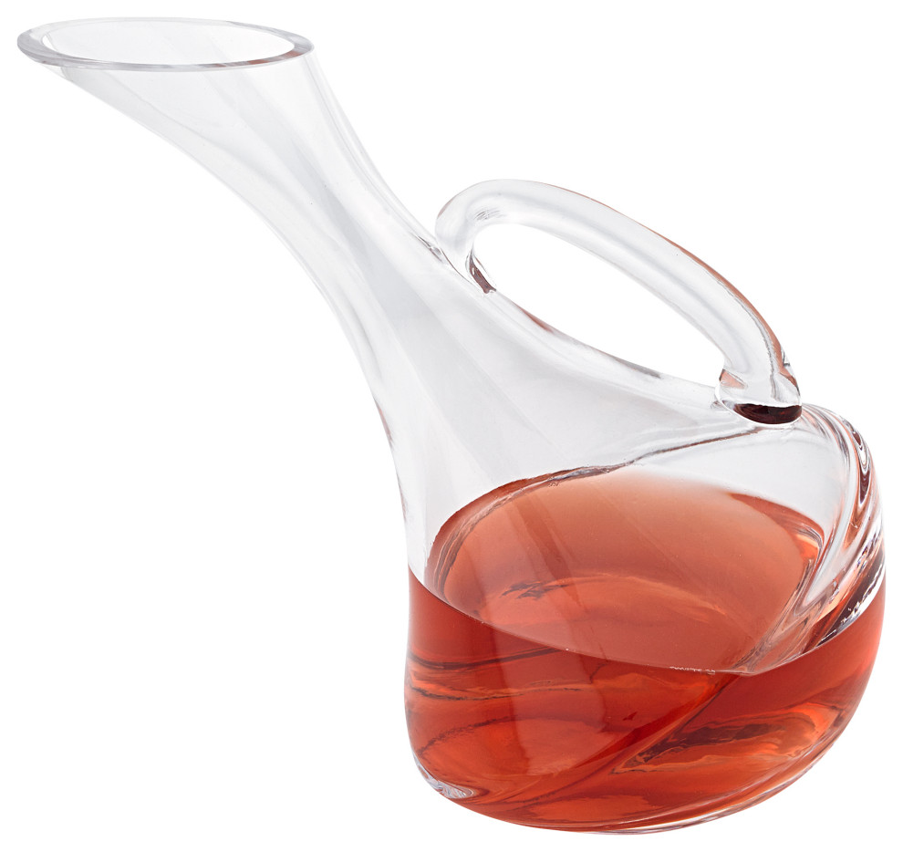 European Mouth Blown Olivia Leaning Wine Carafe 32 Oz Contemporary Carafes By Badash Crystal