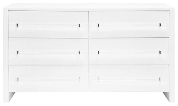 Worlds Away Six Drawers Chest With Acrylic Hardware Transitional