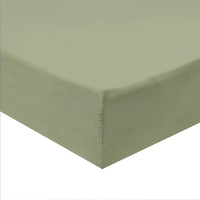 King Size Fitted Sheets 100% Cotton 600 Thread Count Solid (Sage)