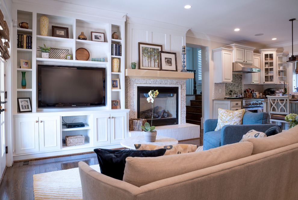 This is an example of a beach style family room in New York.