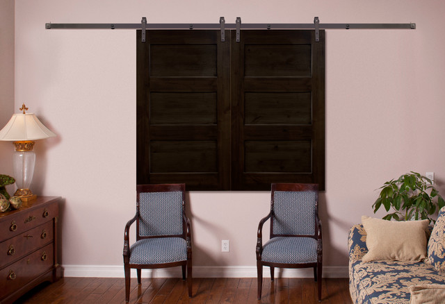 Barn Door Shutters Traditional Living Room