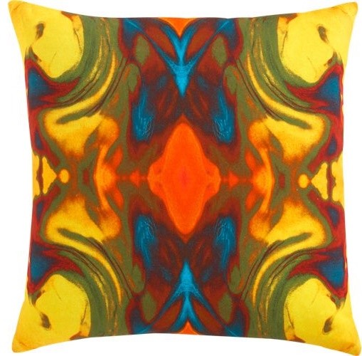 modern tribal yellow 18" pillow