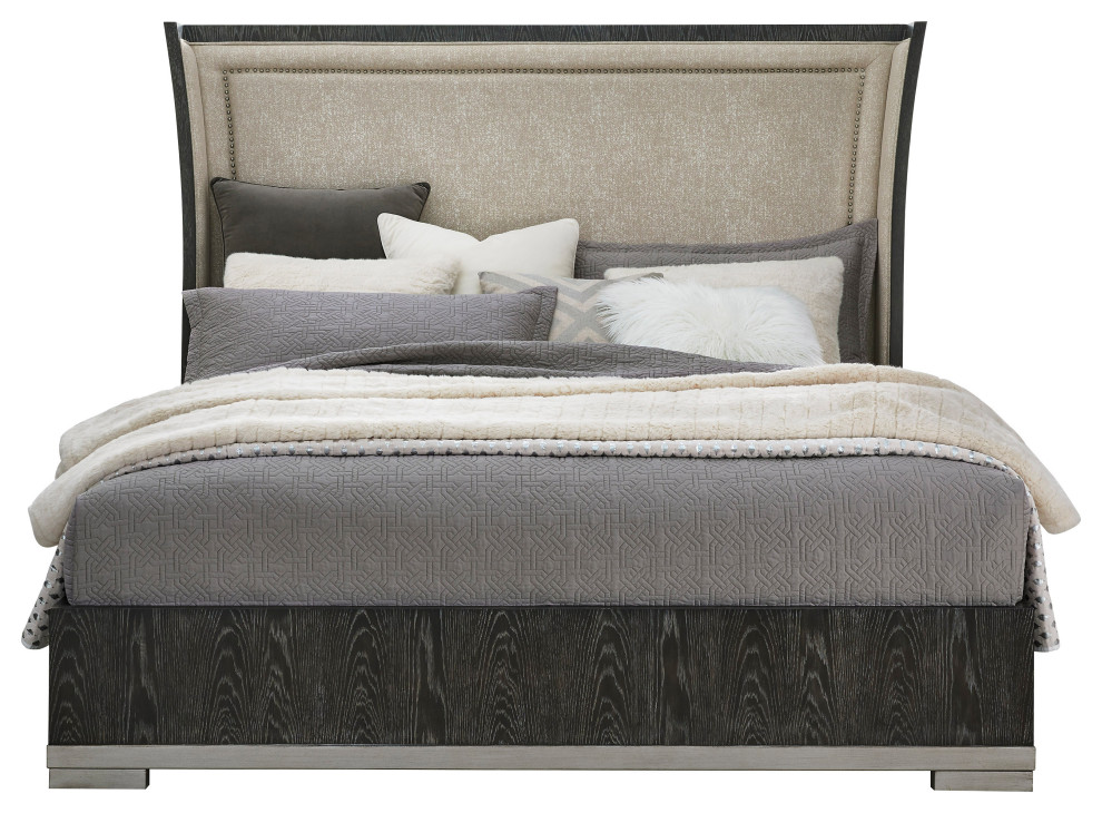 Eve King Upholstered Panel Bed Transitional Platform Beds by