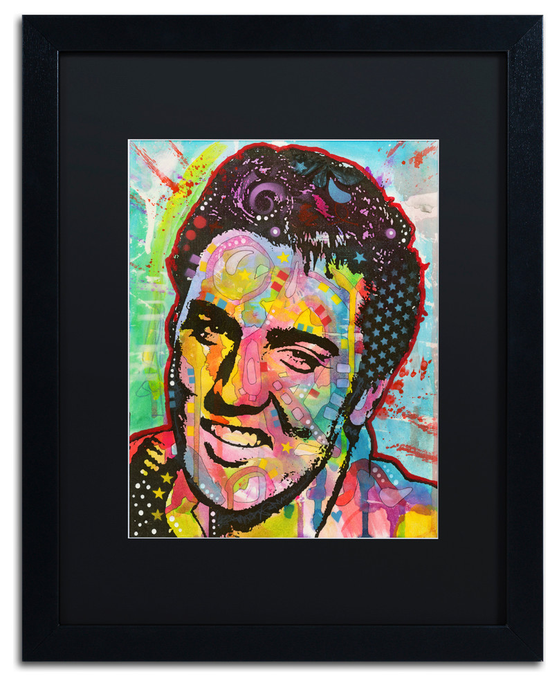 Dean Russo 'Elvis' Framed Art, Black Frame, 16"x20", Black Matte