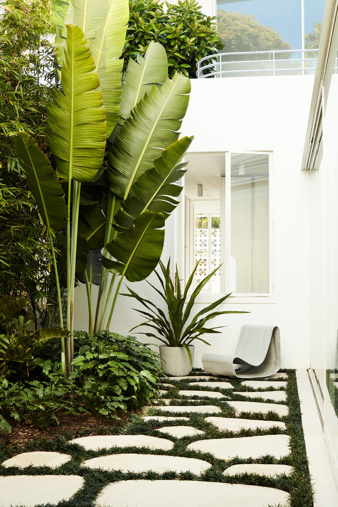 Inspiration for a modern garden in Sydney with natural stone pavers.