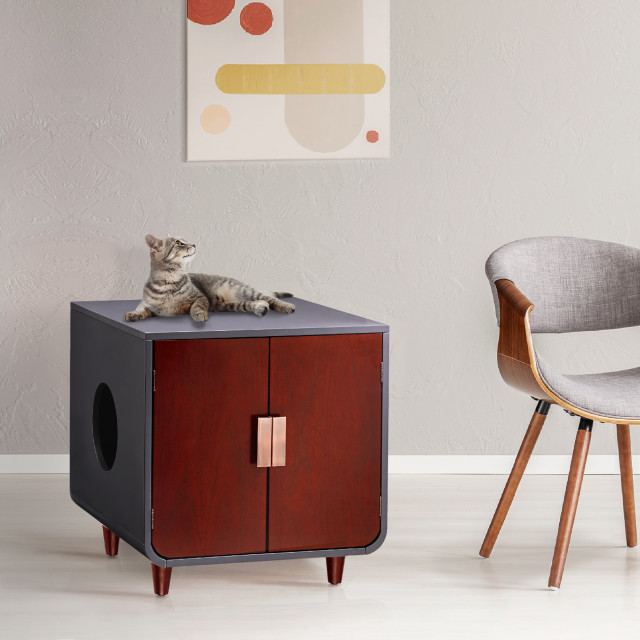 Wooden Cat Litter Box & Side Table Litter Boxes And Covers
