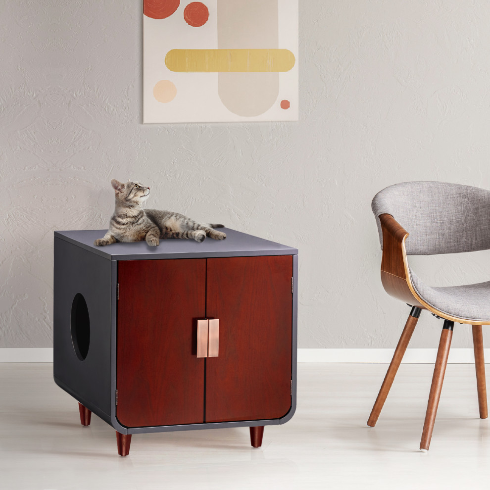 Wooden Cat Litter Box & Side Table Litter Boxes And Covers