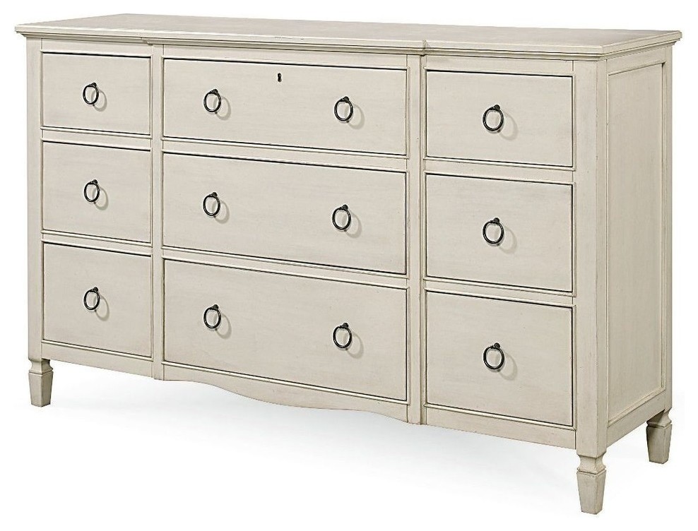 Summer Hill 9 Drawer Dresser, Cotton Farmhouse Dressers by