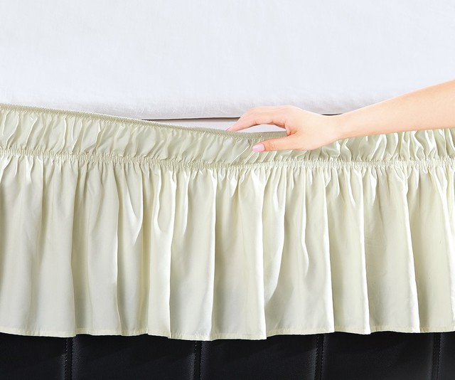 Easy Wrap Platform Free Dust Ruffle Bed, Burlap Ruffled Bed Skirt King And Queen