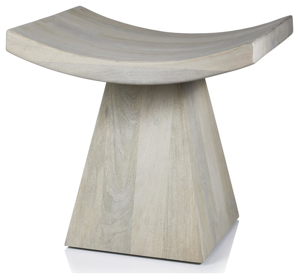 Annika 18"Tall Mango Wood Stool Transitional Accent And Garden