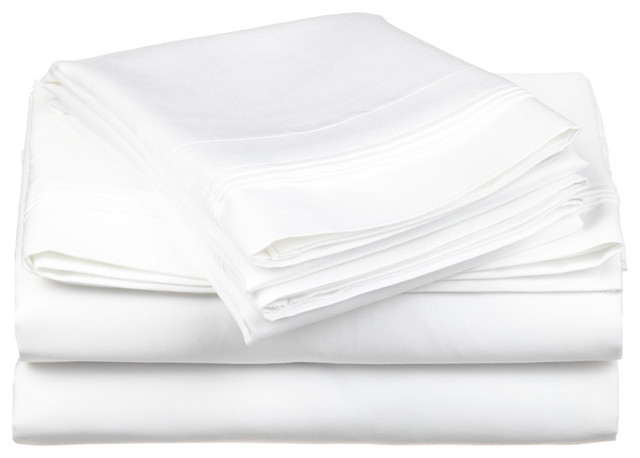 Solid Egyptian Cotton Split King Deep Pocket Sheet Set, White