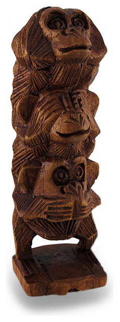 See Hear Speak No Evil Stacked Monkey Totem Statue Traditional See Hear Speak No Evil Stacked Monkey Totem Statue
